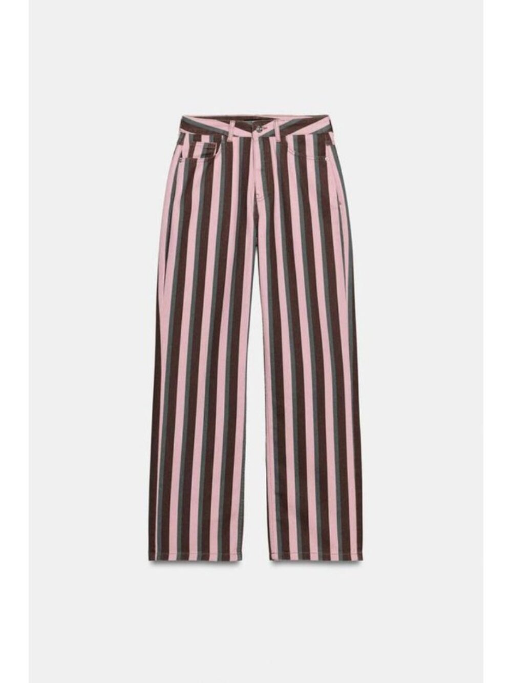 ZARA Z1975 MID-RISE STRIPED STRAIGHT LEG JEANS